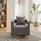 Swivel Accent Open Back Chair Modern Comfy Sofa Chair With Weathered Base (Charcoal,Linen Blend)