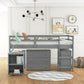 Low Study Twin Loft Bed with Cabinet and Rolling Portable Desk - Gray (OLD SKU :LP000113AAE)