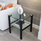 Glass Two-Layer Tea Table, Small Round Design for Bedroom Corners and Living Rooms, Black Finish