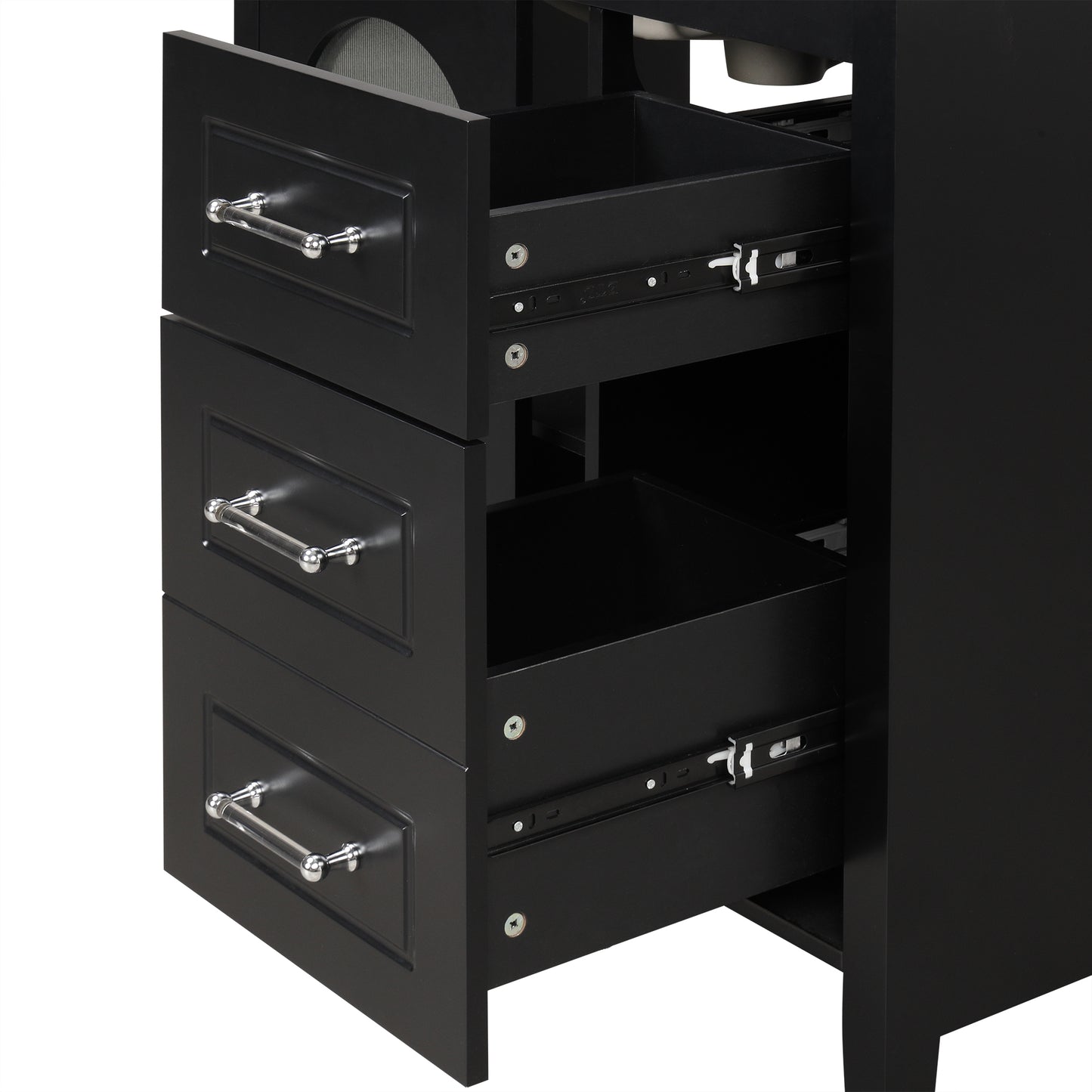 Bathroom Vanity with Sink, Bathroom Vanity Cabinet with Two Drawers and Door, Adjustable Shelf, Solid Wood and MDF, Black