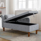 Sillón chaise longue gris de terciopelo para interiores con espacio de almacenamiento y almohada, diseño moderno tapizado con brazos enrollados