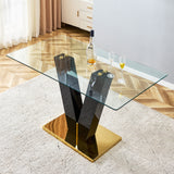 Large Modern Minimalist Rectangular Glass Dining Table for 6-8