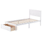 Twin Size Platform Bed with Under-bed Drawer White