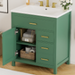 30-Inch Green Bathroom Vanity with Ceramic Sink and Ample Storage - Ideal Choice for Small Bathrooms