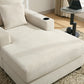 39.7" Oversized Chaise Lounger with Pillows, Charge Station, and Cup Holders, Chenille Fabric in Cream