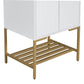 Bathroom Vanity with Sink, Bathroom Vanity Cabinet with Two Doors and Gold Metal Frame, Open Storage Shelf, White