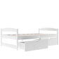 Twin size platform bed, with two drawers, white