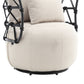 COOLMORE Upholstered Tufted Living Room Chair Textured Linen Fabric Accent Chair with Metal Stand