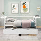 win Size Daybed with Trundle and Foldable Shelves on Both Sides White