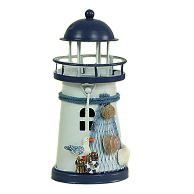 Lighthouse Candle Holder Mediterranean-style Iron Candle Holder Holiday Candlestick Home Wedding Party Family Decor