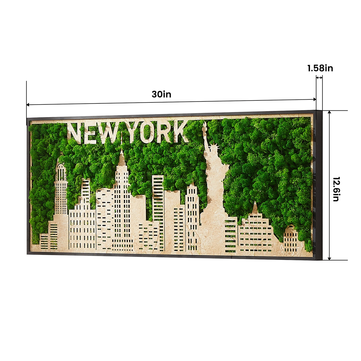 New York Moss City Silhouette Metal Wall Art Small