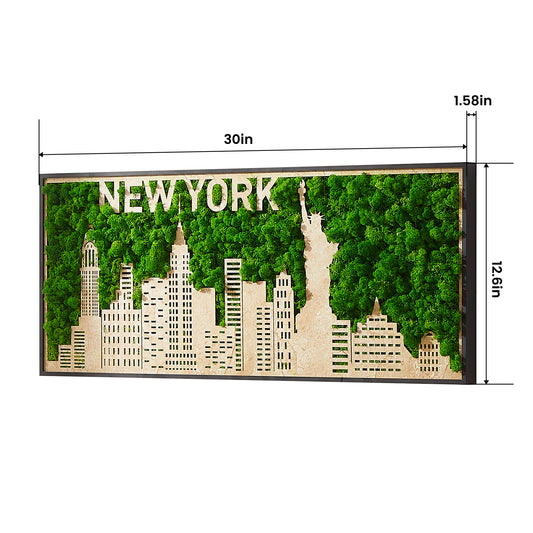 New York Moss City Silhouette Metal Wall Art Small