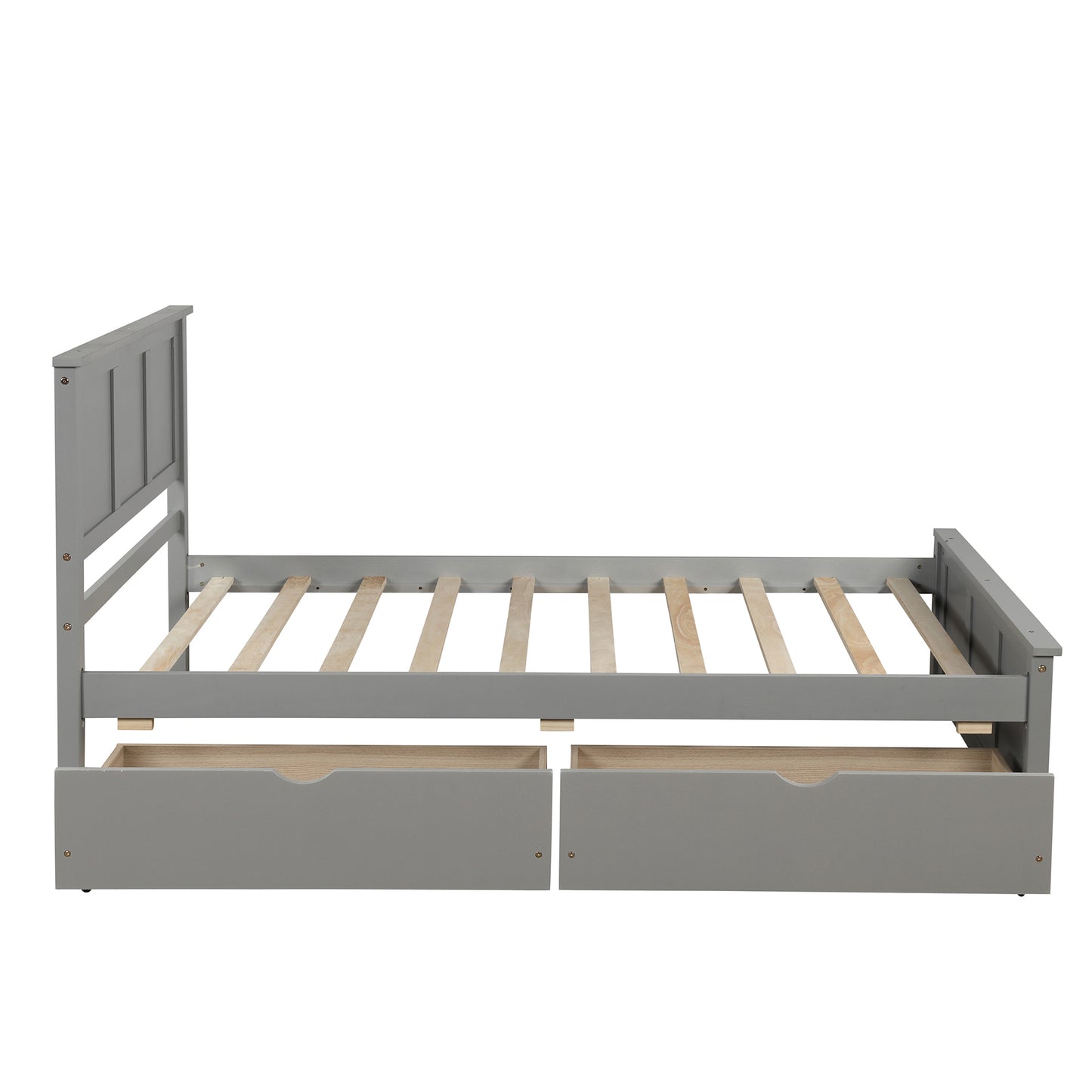 Platform Storage Bed  2 drawers with wheels, Twin Size Frame  Gray