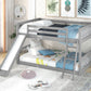 Full over Full Bunk Bed with Convertible Slide and Ladder  Gray