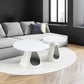 set of 2 coffee round tables with a marble-look top and steel base with 2 cat beds multifunctional and stylish entable