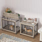 Furniture Style Dog Crate Side Table on Wheels with Double Doors and Lift Top.Grey,38.58''w x 25.5''d x 27.36''h