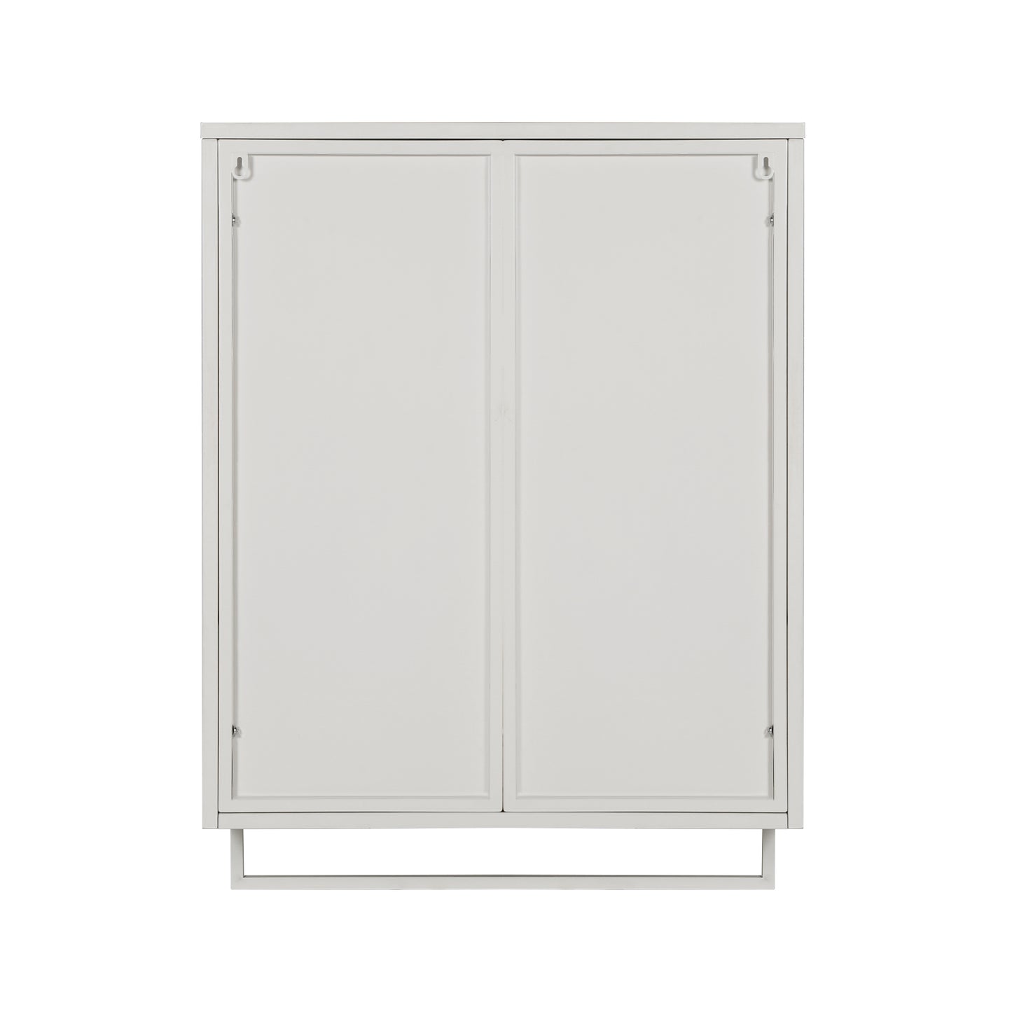 Glass Doors Modern Two-door Wall Cabinet with Featuring Two-tier Enclosed Storage an Open Shelf and Towel Rack