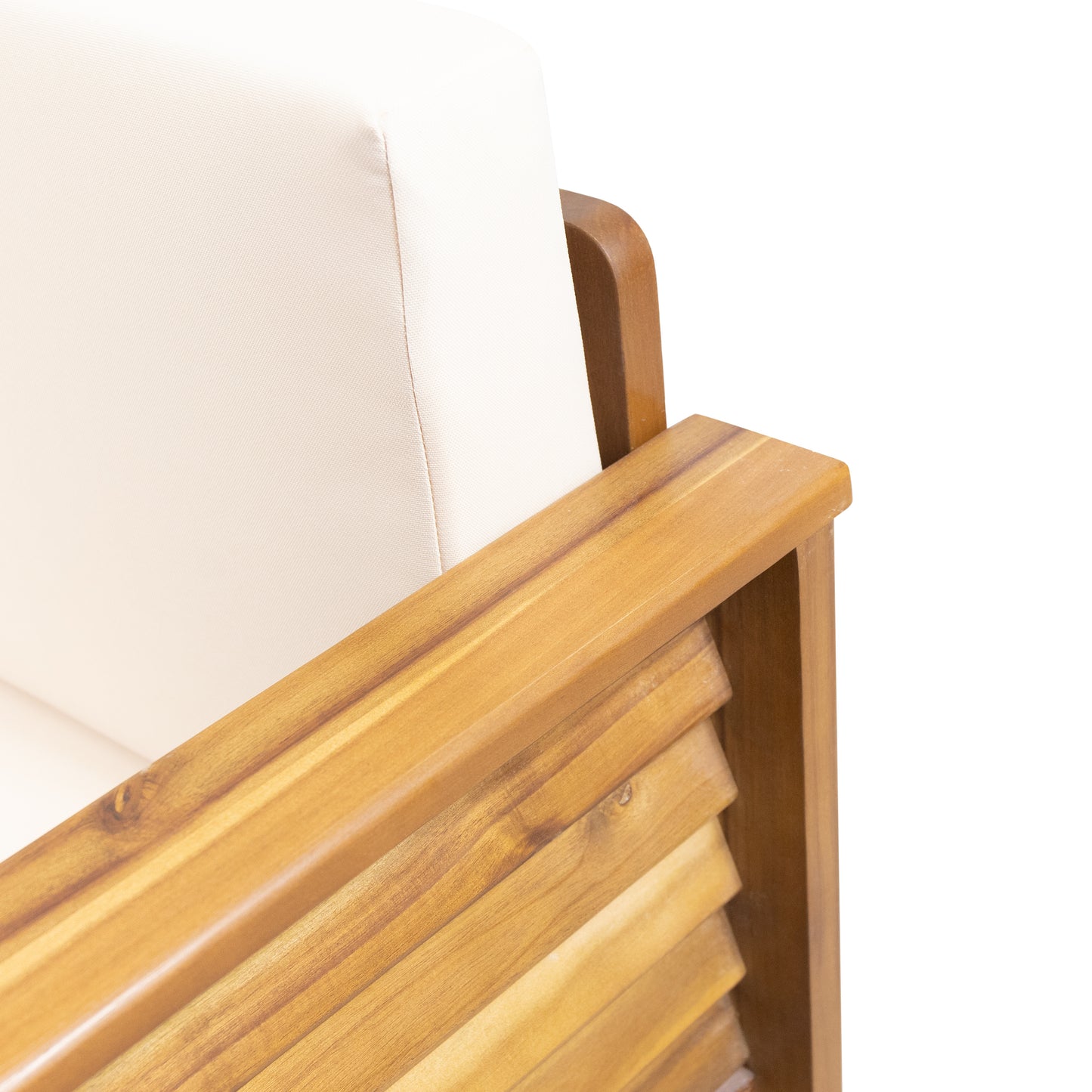 Outdoor Acacia Wood Club Chairs with Cushions, Teak and Beige Finish, Perfect for Patios