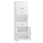 Tall Bathroom Cabinet with Four Doors, Large Storage Space Open Shelve, Upper Storage Cabinet, Whit