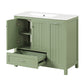 36" Bathroom Vanity with Sink, Double Door Cabinet, Large Drawer, and Flip Drawer, Green Finish