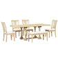 Traditional 6-Piece Trestle Extendable Dining Table Set with Removable Leaf, Padded Chairs, and Bench, Natural Finish