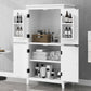 Bathroom floor storage cabinet, bathroom storage unit, 4-door independent cabinet, adjustable shelf, adaptive shelf, white