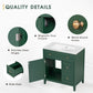 30" Bathroom Vanity with Sink Top, Solid Wood Cabinet with Door and Two Drawers, Green