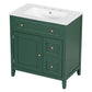 30" Bathroom Vanity with Sink Top, Solid Wood Cabinet with Door and Two Drawers, Green