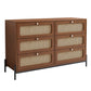 Modern Hemp Vine Wood Closet with 6 Drawers, Dressing Table, and Walnut Wood Side Panel