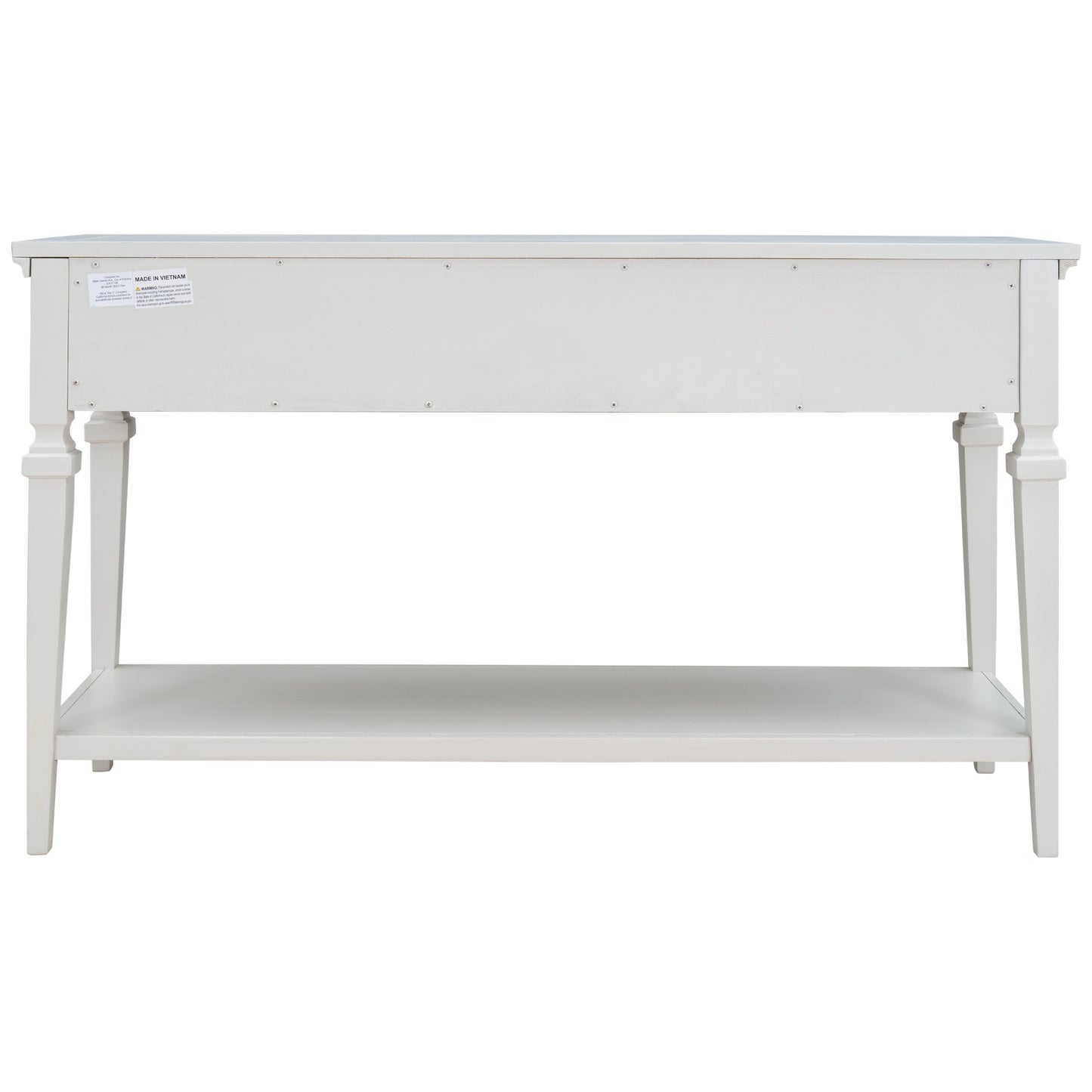 TREXM Classic Retro Style Console Table with Three Top Drawers and Open Style Bottom Shelf (Antique White)