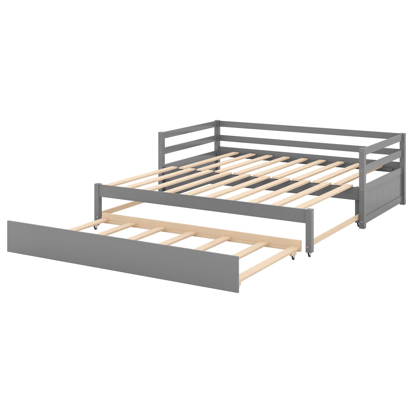 Twin or Double Twin Daybed with Trundle Gray