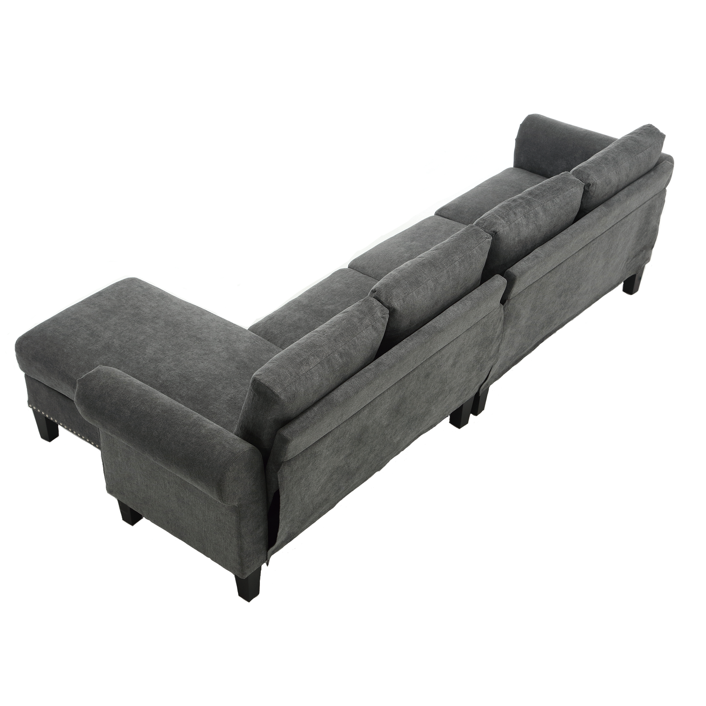 Convertible Sectional Sofa with Storage, L-Shaped Design in Modern Linen Fabric, Gray for Living Rooms