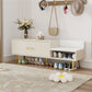 Modern Shoe Storage Bench with Hidden Storage and Upholstered Cushions, Antique White Finish