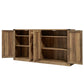 65-Inch Rustic Oak Faux Rattan Sideboard, Barn Door Design for Living Rooms, Entryways, and Bedrooms