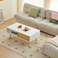 Rattan Coffee table sliding door for storage solid wood legs White