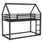 Twin over Twin House Bunk Bed with Built-in Ladder,Black