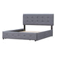 Upholstered Platform Bed with Classic Headboard and 4 Drawers No Box Spring Needed Linen Fabric Queen Size Dark gray