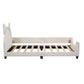 Twin Size Upholstered Daybed with Carton Ears Shaped Headboard  White