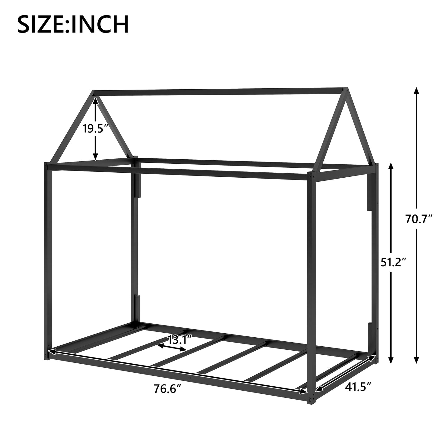 Metal House Shape Platform Bed  twin