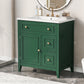 30" Bathroom Vanity with Sink Top, Solid Wood Cabinet with Door and Two Drawers, Green