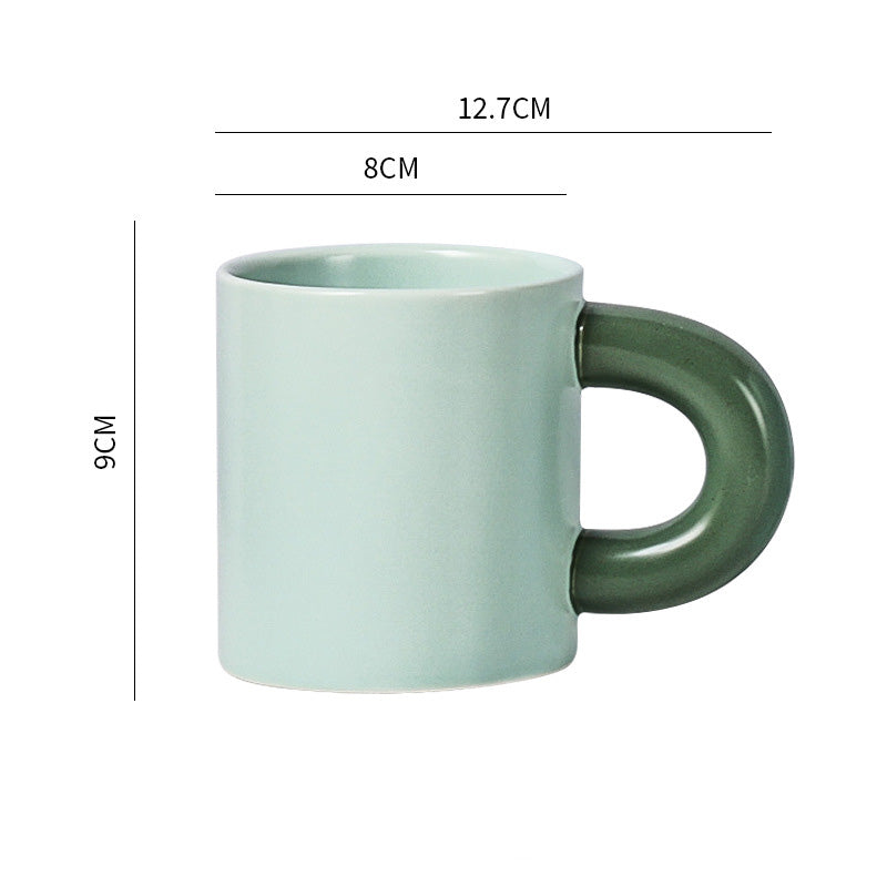 Thick Handle Ceramic Cup High-Value Mug Creative Ins Nordic Coffee Cup Breakfast Cup Couple Water Cup