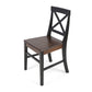 Roshan Farmhouse Acacia Wood Dining Chairs, Black / Walnut (Set of 2)