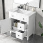 30" Bathroom Vanity with Sink Top, Solid Wood Cabinet with Door and Two Drawers, White