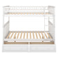 Full over Full Bunk Bed with Drawers  Convertible Beds  White