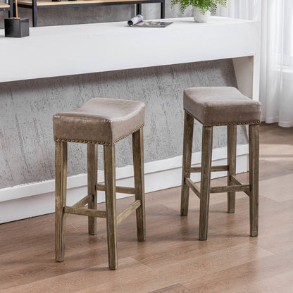 Bar Stools for Kitchen Counter Backless Faux Leather Stools Farmhouse Island Chairs (29 Inch Gray Set of 2) Change title: