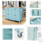 Kitchen Island Cart with 4-Door Cabinet, 2 Drawers, and Locking Wheels, Solid Wood Top in Mint Green