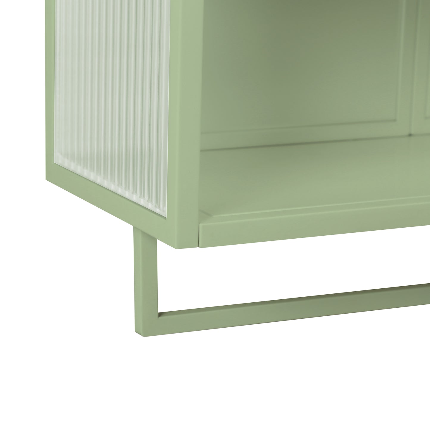 Glass Doors Modern Two-door Wall Cabinet with Featuring Two-tier Enclosed Storage Green