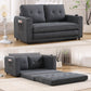 Three in one soft cushion cushion cushion sofa, folding mattress sofa bed, with side pockets and cup holder, dark gray