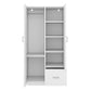 Wooden Wardrobe with Double Doors, Armoire with Hanging Rod, 5 Fixed Shelves, and 1 Drawer, White