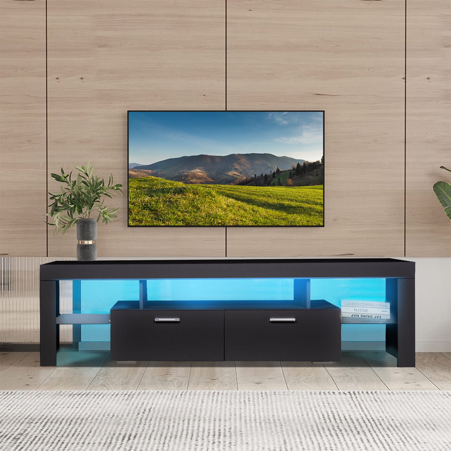 LED TV stand modern TV stand with storage Entertainment Center with drawer TV cabinet